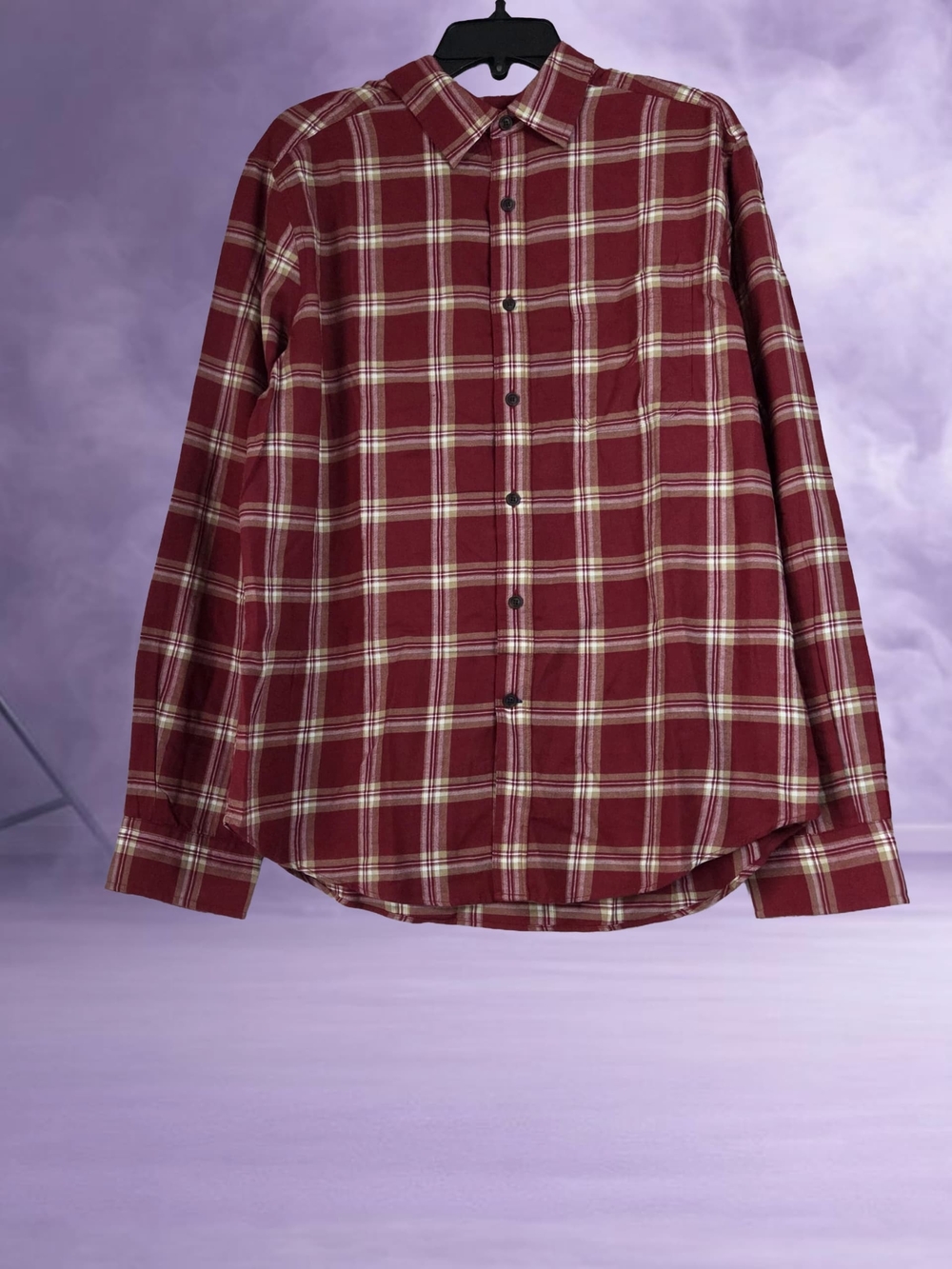 Nautica Burgundy and Cream Plaid Button-Down Shirt